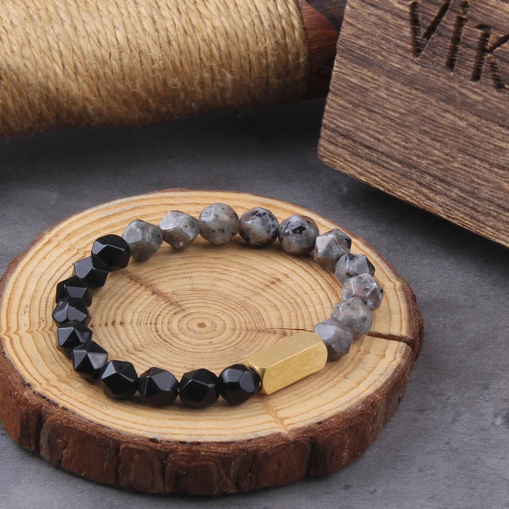 Stainless steel Runes Beads Men Bracelet Viking Rune Bracelet Fashion Charm Beads Bracelet wooden box