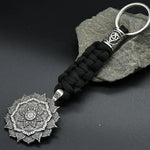 1pcs mandala YOGA keychain OM amulet Pendant Keyring Paracord Rope Norse Pirates Rune Valknut Amulet Jewelry Gift