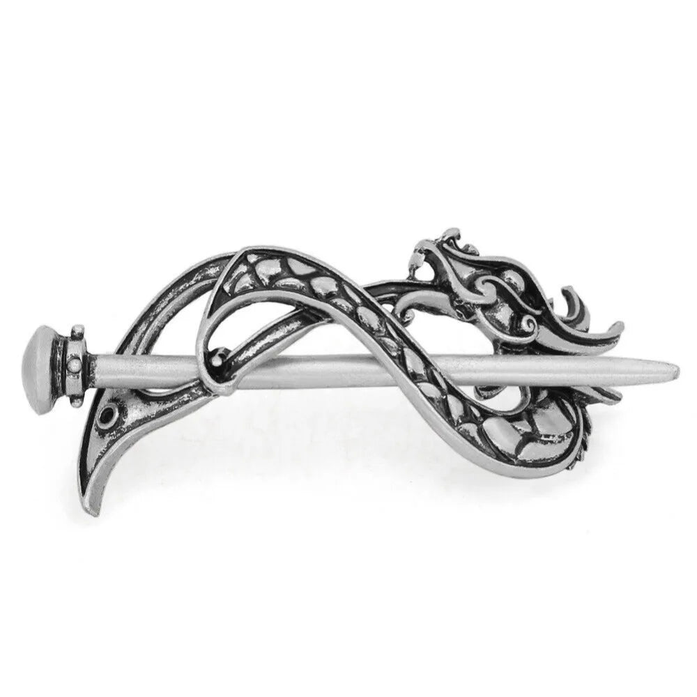 5 Pcs Viking Celtic Long Hair Clips - Vintage Silver Celtic Knot Hair Stick Jewellery Hair Slide and Metal Hairpin Barrettes