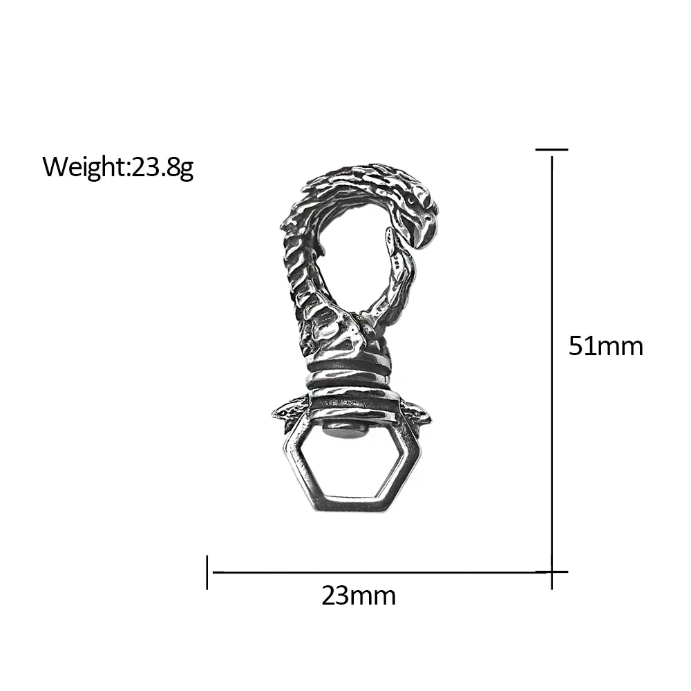 Vintage Punk Stainless Steel Vikings Dragon Keychain Fashion Rotatable Keyring Charm Car Key Accessories Male Jewelry Wholesale