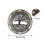 4PCS Set Round Wall Art Nordic Viking Runes Wooden Wall Decor Celtic Family Trees Viking Decor Amulet Sign Home Office Decor