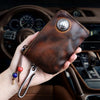 1pc Viking Sporran Portable Bourbon Brown Handcrafted Thick Leather Waist Bag Change Holder Keychain Coin Purse Wallet for Men