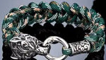 Never Fade Rock Viking Wolf Bracelet Men's handmade cord Wolf Bead Punk Bracelets Biker Jewelry