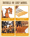 Robotime Viking Dragon Ship Mechanical Wooden Puzzles 229 Pieces Crafts Hobby Building Kit Birthday Anniversary For Adult