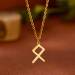 Viking Rune Necklace for Women Norse Runic Letter Pendant Necklaces Minimalist Nordic Stainless Steel Jewelry Christmas Gift