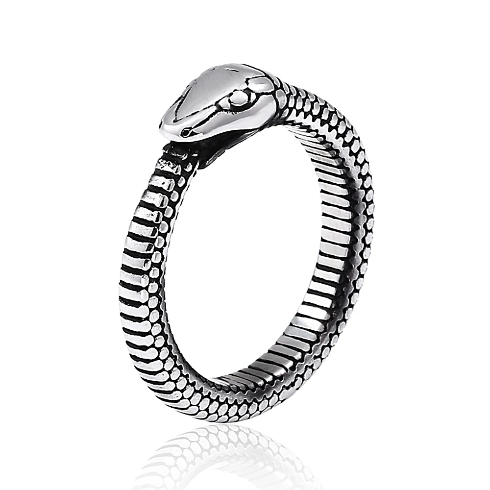 Retro Norse Viking Mythology Men Ouroboros Rings For Men Women Stainless Steel Punk Biker Animal Snake Ring Fashion Jewelry Gift