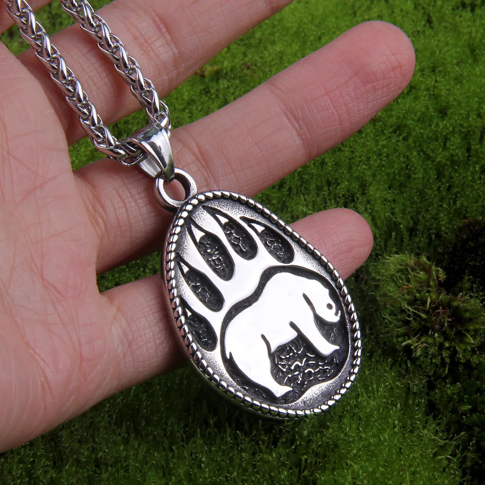 Never Fade Viking Bear Men's Pendant Necklace Punk Bear Claw High Quality As Men Jewelry