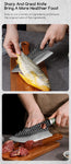 SHANGDAO Damascus Butcher Knife 7 inch, Viking Cleaver Kitchen Knives with Leather Sheath - Hand Forged Resin & Wood Handle