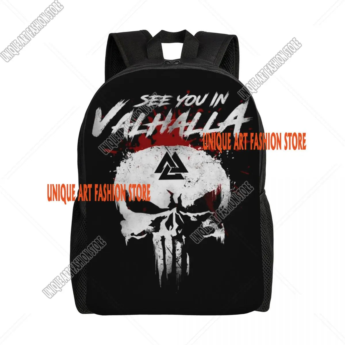 Viking Vegvisir Tree Of Life Backpack for Men School College Student Bookbag Fits 15 Inch Laptop Vikings Valhalla Moon Wolf Bags