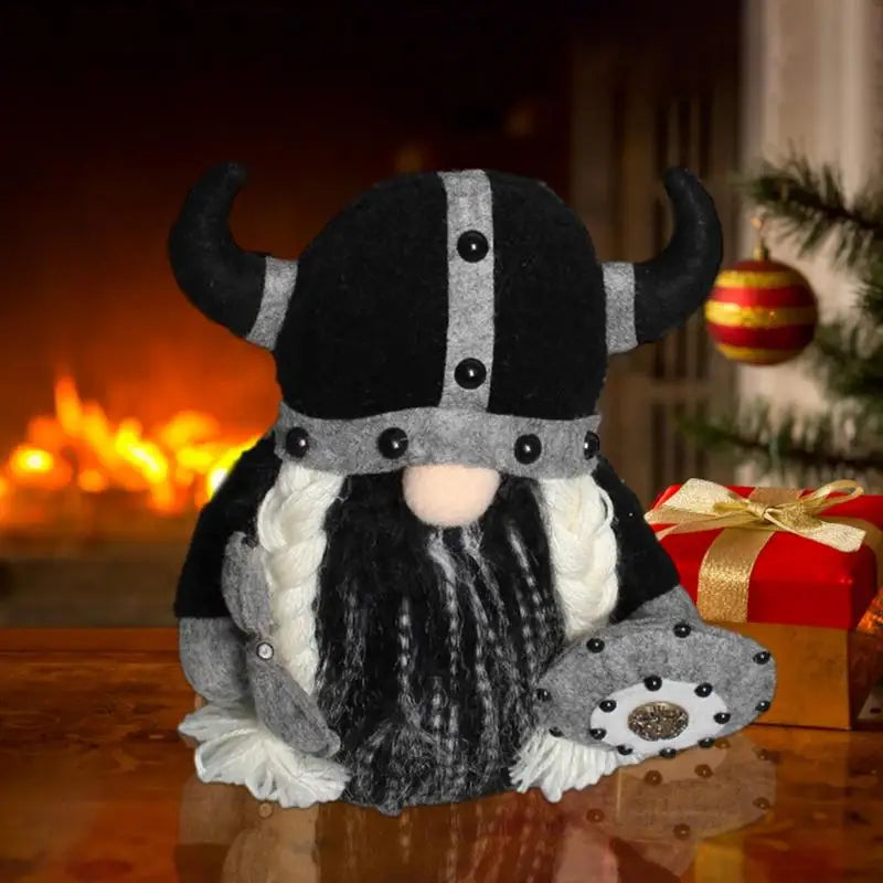 Viking Gnomes Durable And Reusable Resin Tabletop Statue Decor Plush Gnome Doll Decoration For Fireplace Christmas Tree