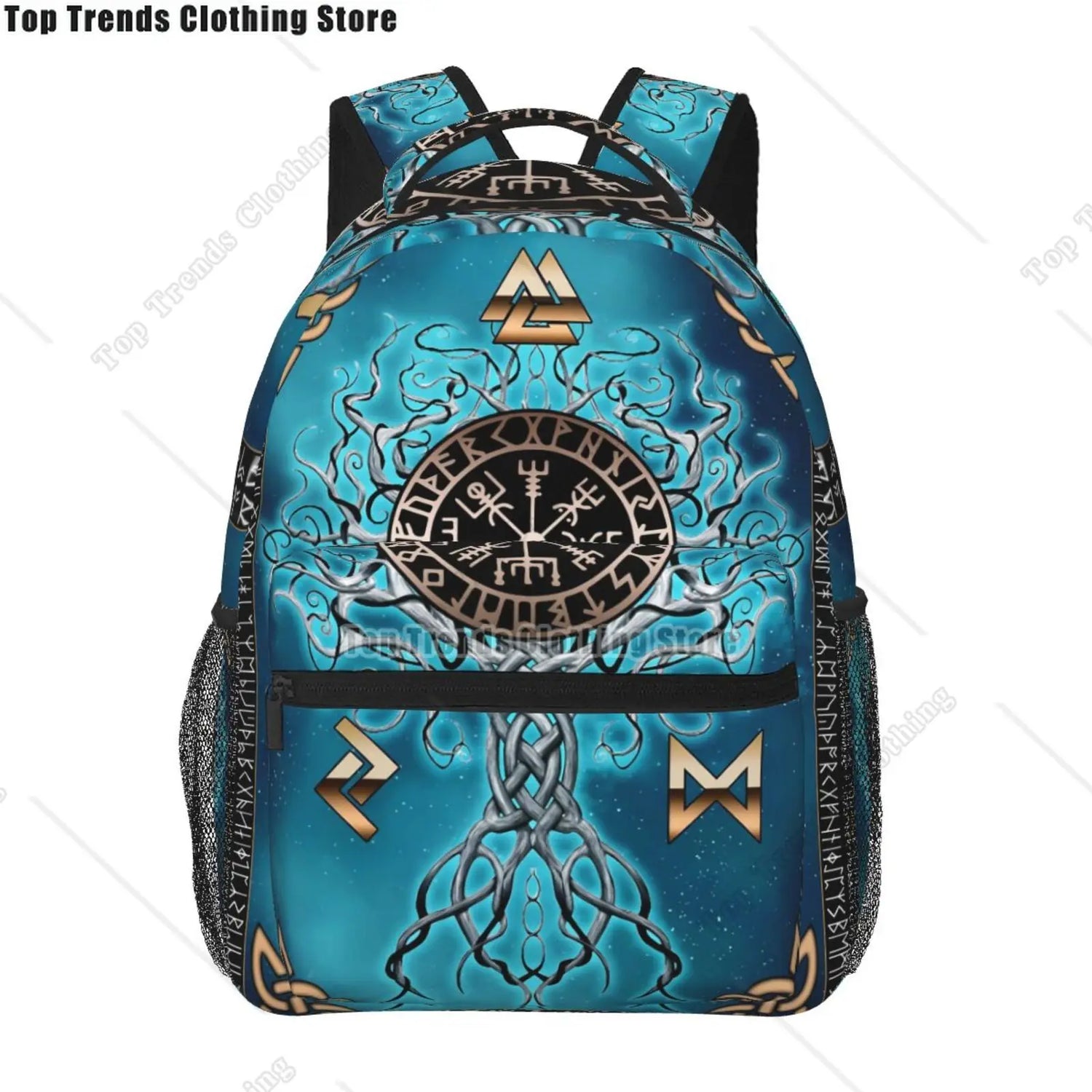 Norse Mythology Viking Backpack Tree of Life Triquetra Large Backpack for School Laptop Bags Bookbag Casual Daypack for Teens