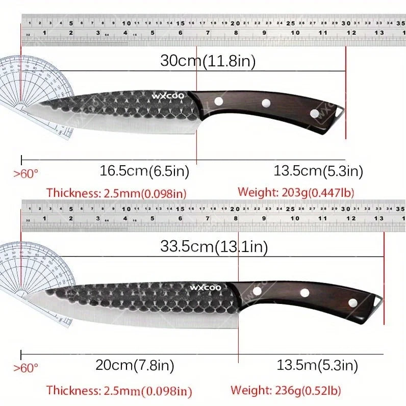 8PCS Professional Kitchen Chef Knife Set Handmade Forged Stainless Steel Chef Knife Butcher Knife Vegetable Utility Boning Fish