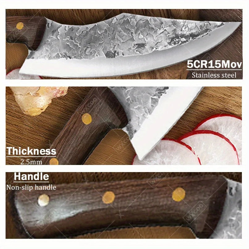 Forged Boning Knife Stainless Steel Professional Kitchen Utility Knife Butcher Chef Meat Fish Vegetable Chopper Santoku Cutting