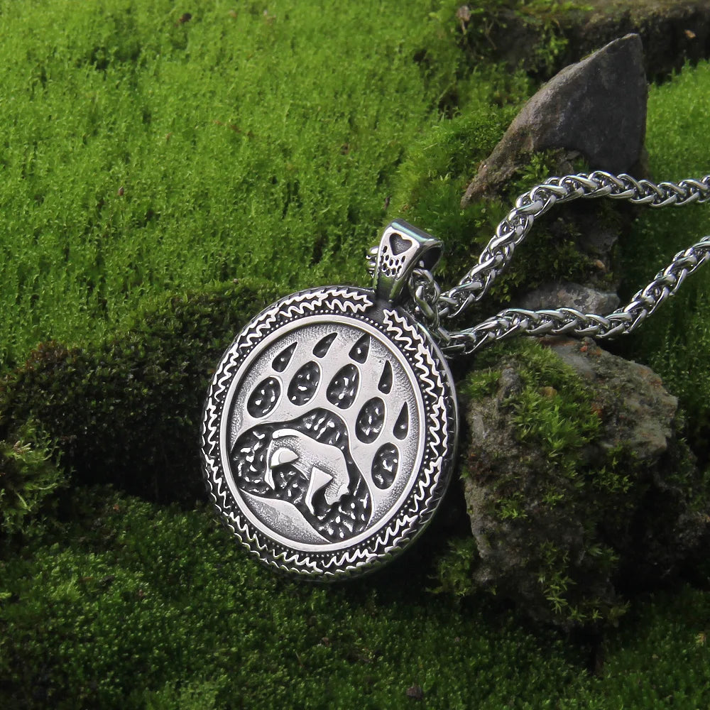 Never Fade Viking Bear Men's Pendant Necklace Punk Bear Claw High Quality As Men Jewelry