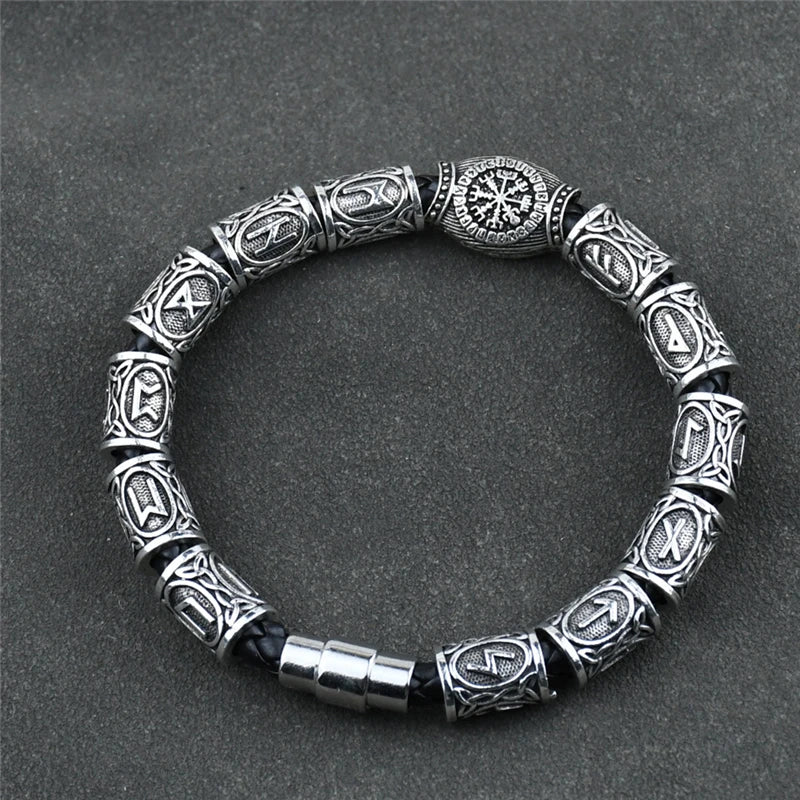 Norse Runes Bracelet Vikingo 13Pcs Runes Beads Vegvisir Compass Amulet Viking Bracelet Slavic Accessorier