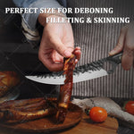 2Pcs Kitchen Chef Knife Hand Forged Stainless Steel Mini Multipurpose Boning Slicing Knife with Laser Damascus Pattern Perfect