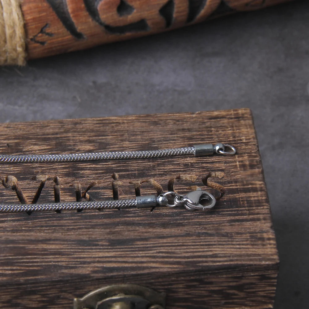 Stainless Steel 2cm Small Thor's Hammer Necklace - Wooden Box as Gift - Viking Necklace