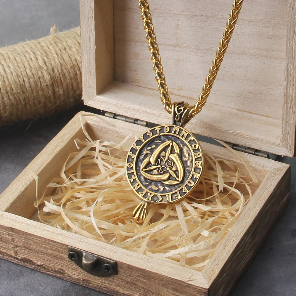 Gold Color Eagle Crow Necklace Men Viking Raven Amulet Stainless Steel Odin Rune Pendant Norse Mythology Jewelry Gift Never Fade