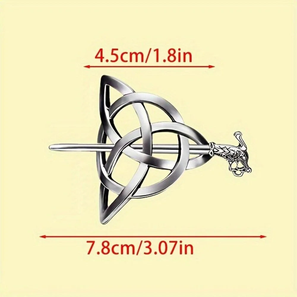 5 Pcs Viking Celtic Long Hair Clips - Vintage Silver Celtic Knot Hair Stick Jewellery Hair Slide and Metal Hairpin Barrettes