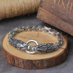 Never Fade Rock Viking Wolf Bracelet Men's Stainless Steel King Chain Wolf Punk Bracelets Biker Jewelry without box