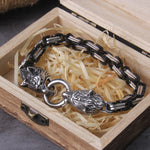 Never Fade Rock Viking Wolf Bracelet Men's Stainless Steel King Chain Wolf Punk Bracelets Biker Jewelry without box