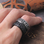 Steel soldier rotating viking rune ring stainless steel men nordic myth religious jewelry with wooden box as gift