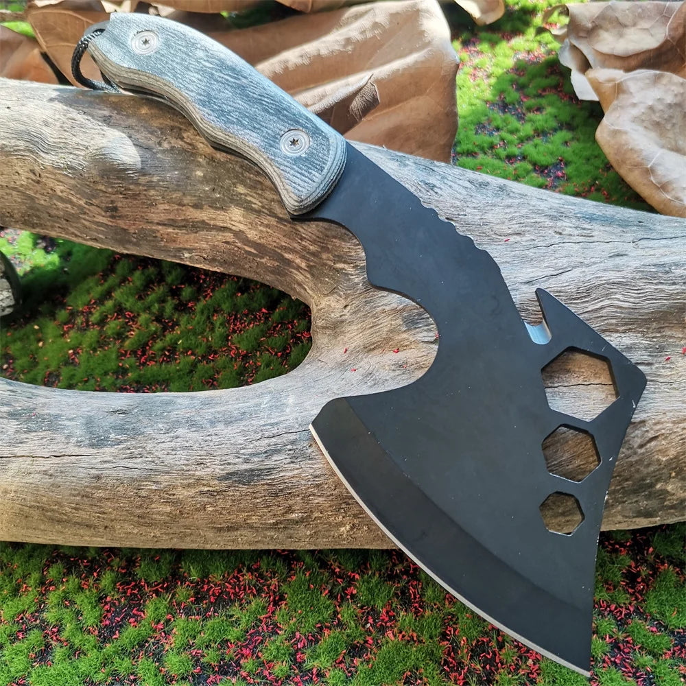 Multi-functional Tactical Axe with Nylon Cover - Durable Handaxe for Camping, Hiking and Survival - Corrosion 7CR13 Steel Blade