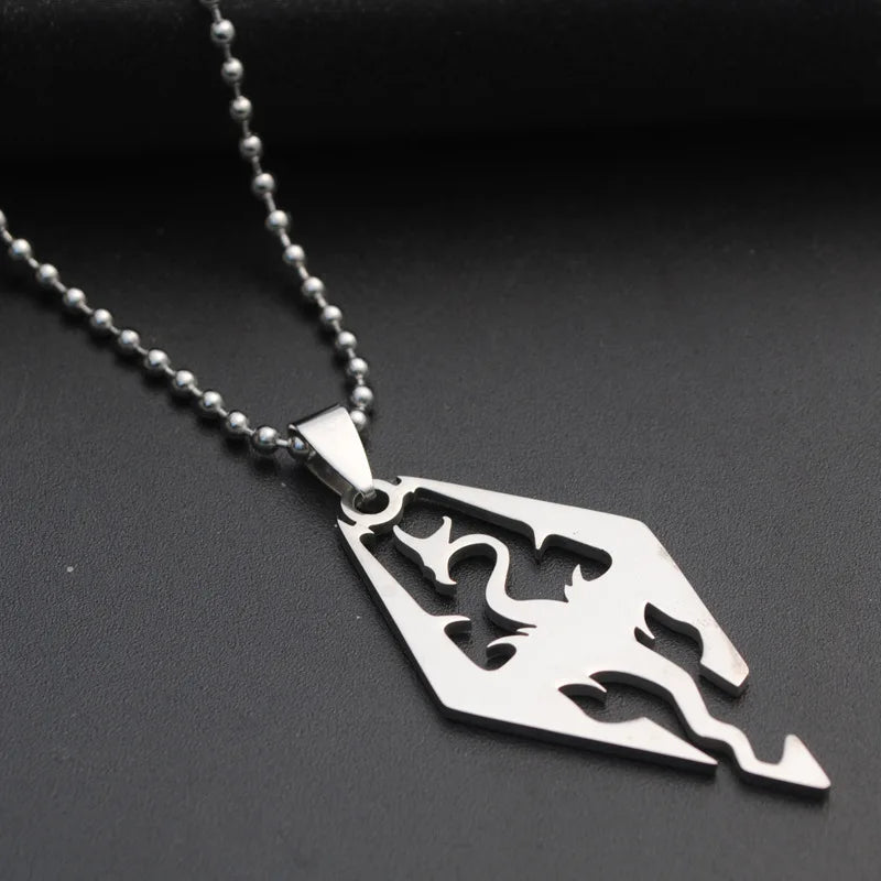 Stainless Steel Charms Viking Dragon Skull Pendant Necklace Women Men's Fashion Biker Rock Punk Jewelry Antique Retro Chain Gift