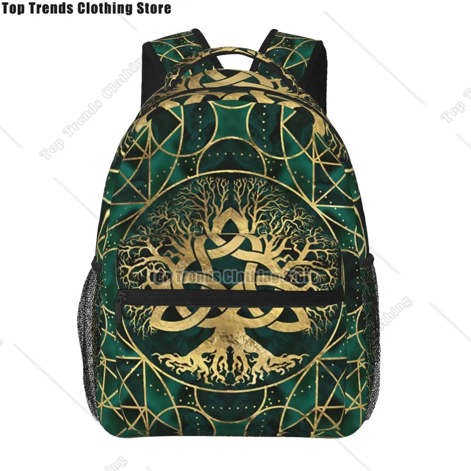Norse Mythology Viking Backpack Tree of Life Triquetra Large Backpack for School Laptop Bags Bookbag Casual Daypack for Teens