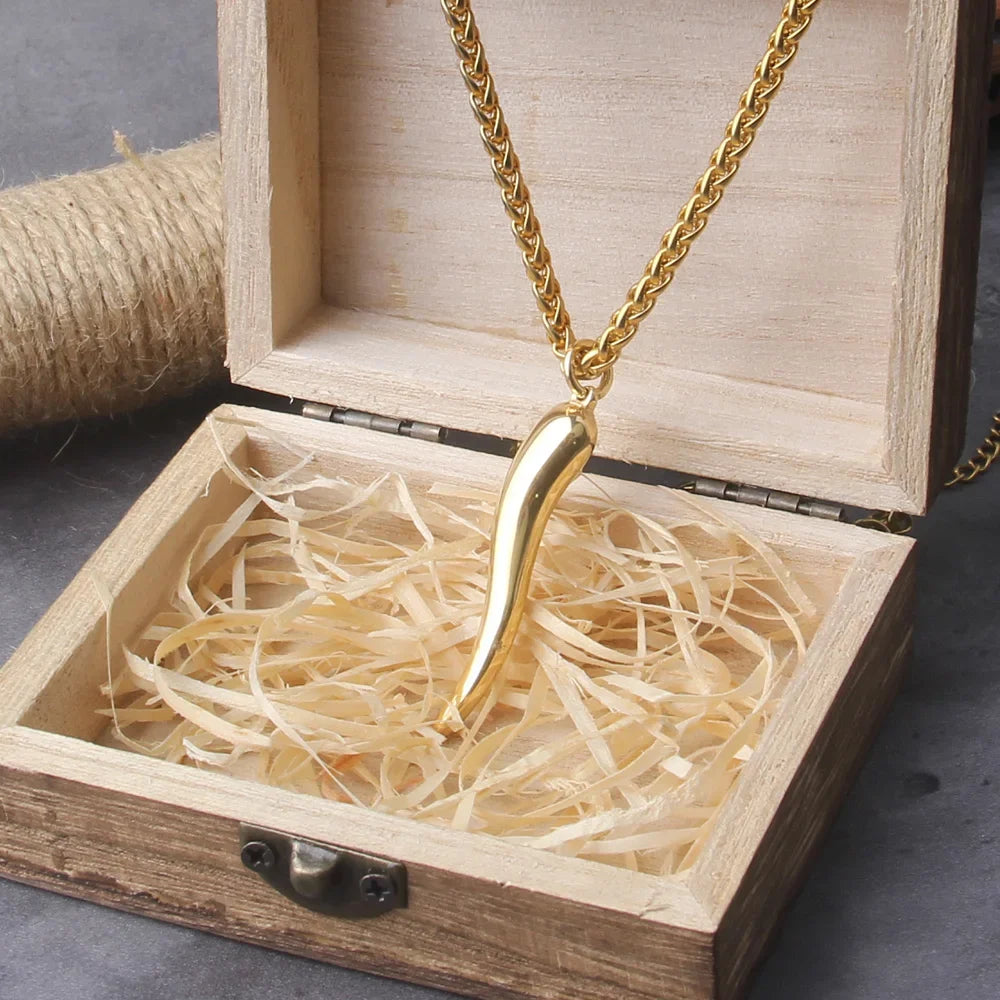 stainless steel Gold plated Cornicello Italian horn necklaces for women chili pepper pendant necklace dainty trendy jewelry 2023