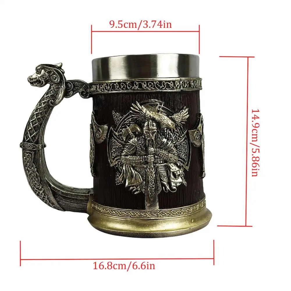 Tankard Mug 600ml Stainless Steel Beer Tankard Cup for Men Antique Men's Barrel Tankard Mug for Party Decoration Wooden Gift