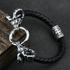 Viking Goat Head Bracelets Men Stainless Steel Vintage Viking Bangles rune Amulet Leather Icelandic Jewelry