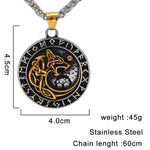 Viking Wolf  Rune Pendant Necklace Trendy Men Long