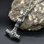 Norse Vikings Thor's Hammer Mjolnir Scandinavian Rune Amulet Keychain Stainless Steel Vegvisir Anchor Pendant Male Jewelry