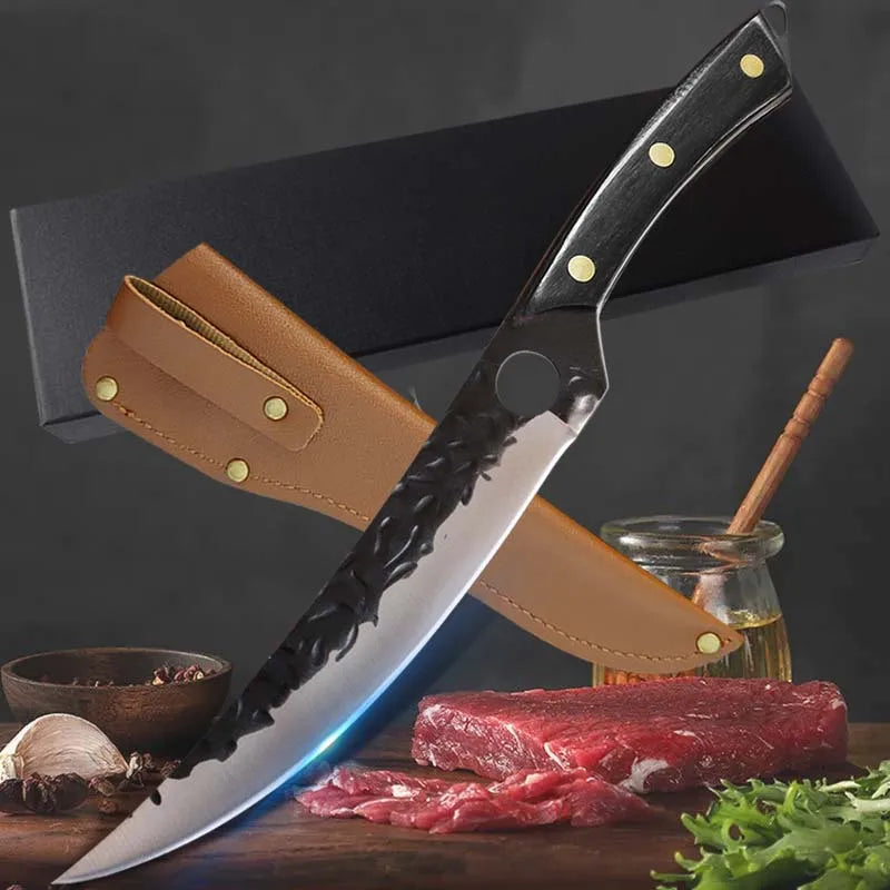 1 PC High Carbon Steel Boning Knife Kitchen Chef Knife Professional Multipurpose Cutting Knife With Sheath For Barbecue Cooking