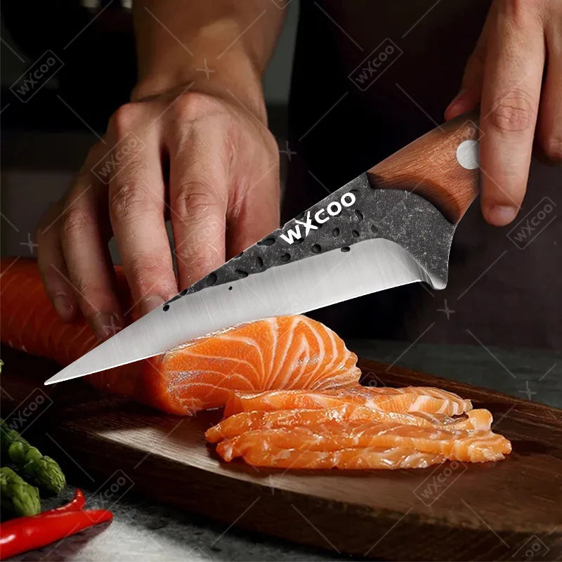 1PC/3PCS Stainless Steel Kitchen Boning Knife Chef Knife Multipurpose Kitchen Tools Wooden Handle Slicing Filleting Peeling