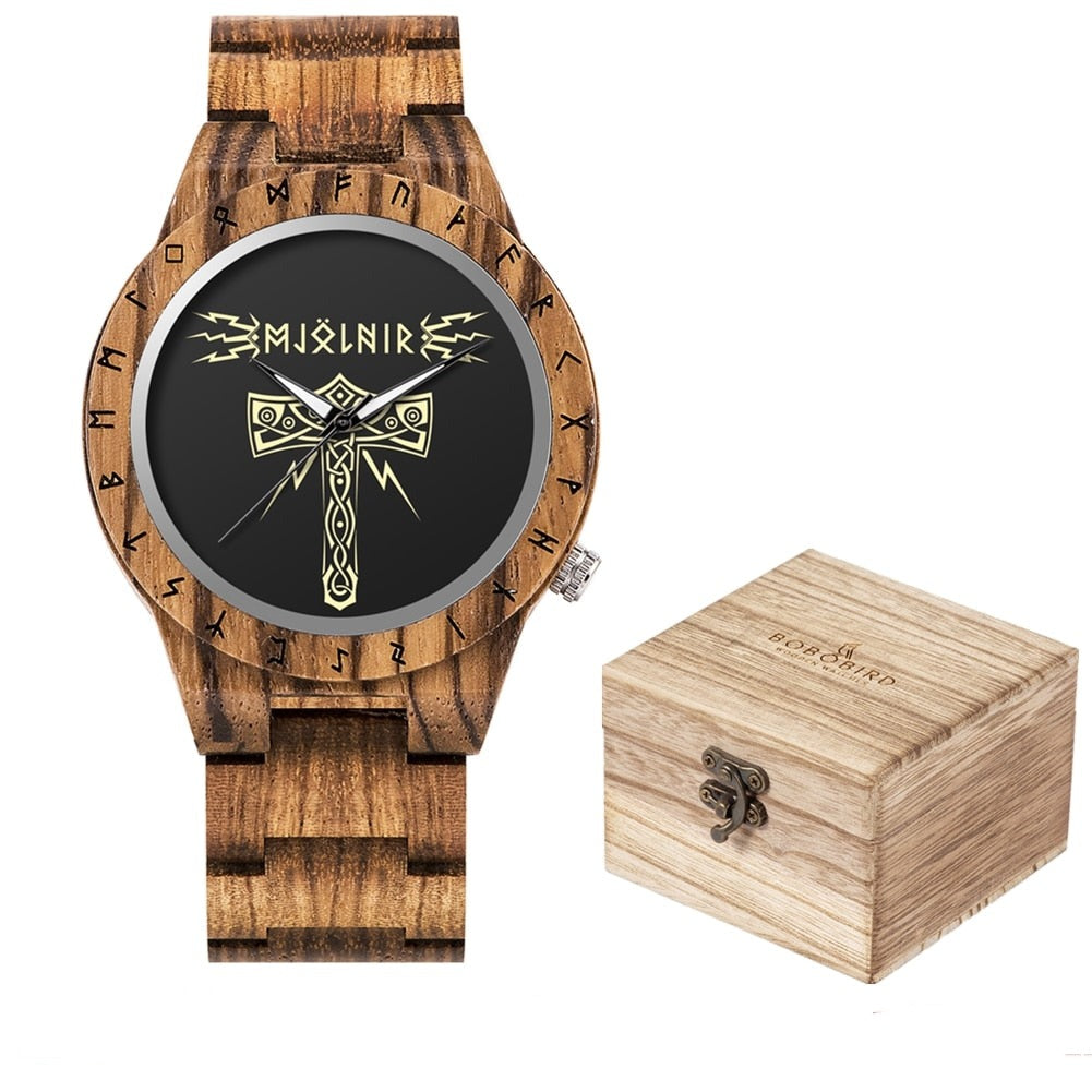 Wooden Viking Watch - Thor's Hammer Mjolnir