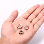 BONISKISS Cross Hollow Chain Stainless Steel Earrings Hoop Huggie Hinged Viking Runes Retro Gothic Ear Stud Men Women Unisex