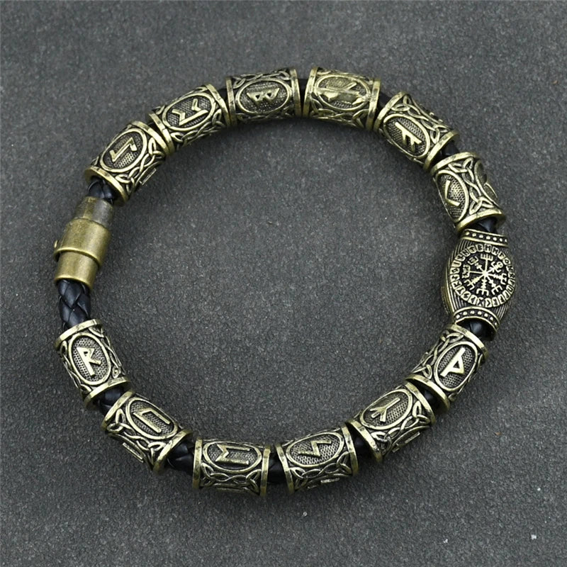 Norse Runes Bracelet Vikingo 13Pcs Runes Beads Vegvisir Compass Amulet Viking Bracelet Slavic Accessorier