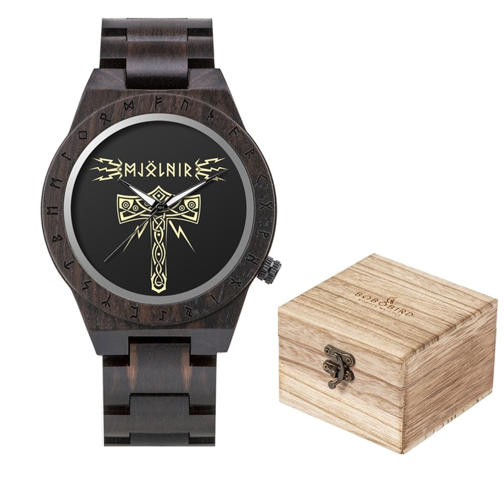 Wooden Viking Watch - Thor's Hammer Mjolnir