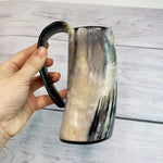 Handcrafted Viking Drinking Horn Mug - Rustic Coffee & Whiskey Cup with Handle
