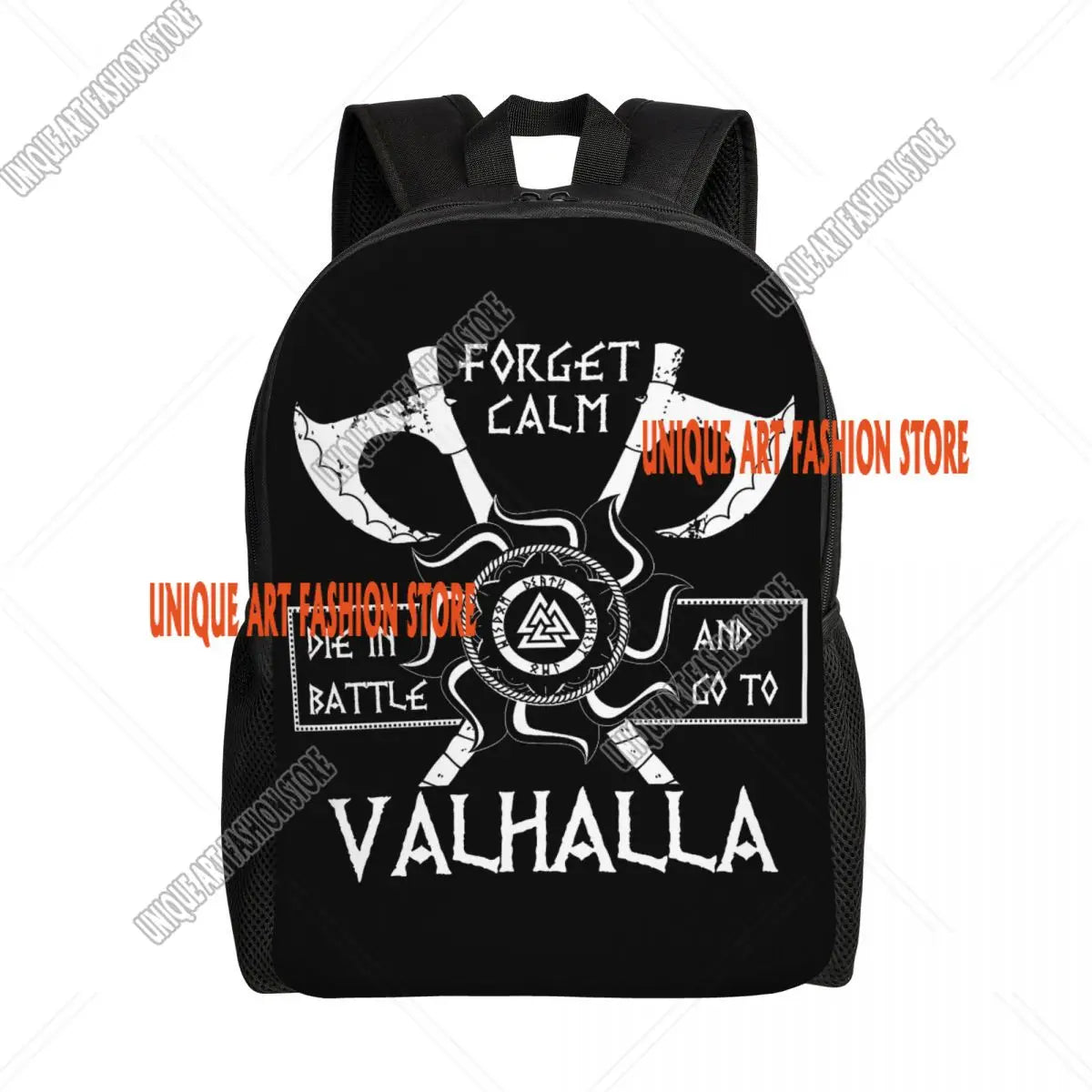 Viking Vegvisir Tree Of Life Backpack for Men School College Student Bookbag Fits 15 Inch Laptop Vikings Valhalla Moon Wolf Bags