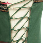 Miccostumes Women's Green Medieval Dress Viking Apron Medieval Strappy Over Dress with Belt