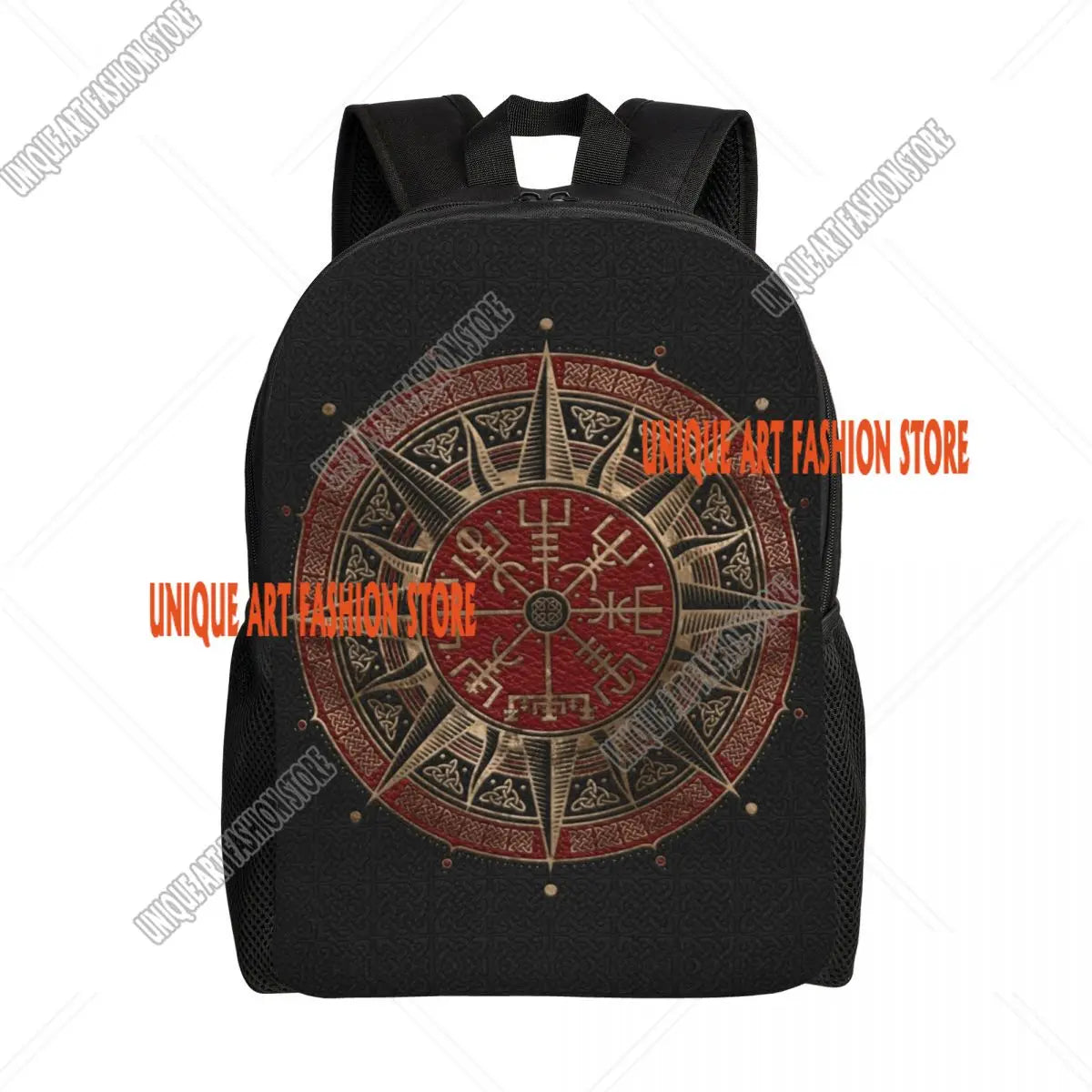 Viking Vegvisir Tree Of Life Backpack for Men School College Student Bookbag Fits 15 Inch Laptop Vikings Valhalla Moon Wolf Bags