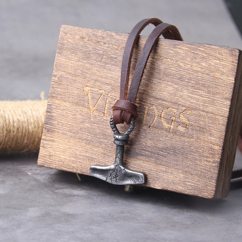 Never Fade Iron gray thor's hammer mjolnir necklace viking scandinavian norse viking necklace Men Stainless Steel gift with box