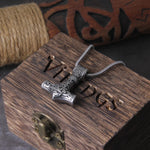 Stainless Steel 2cm Small Thor's Hammer Necklace - Wooden Box as Gift - Viking Necklace