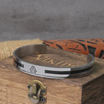 Stainless Steel Men's Handmade Nordic Valknut Bangle Viking Never Fade with wooden box as gift never fade