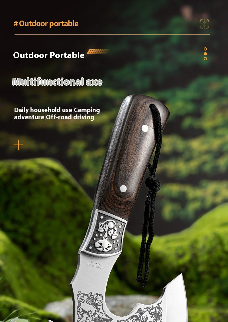 Outdoor camping stainless steel high hardness wolf axe, hiking and logging road axe, jungle road axe, the best gift for men