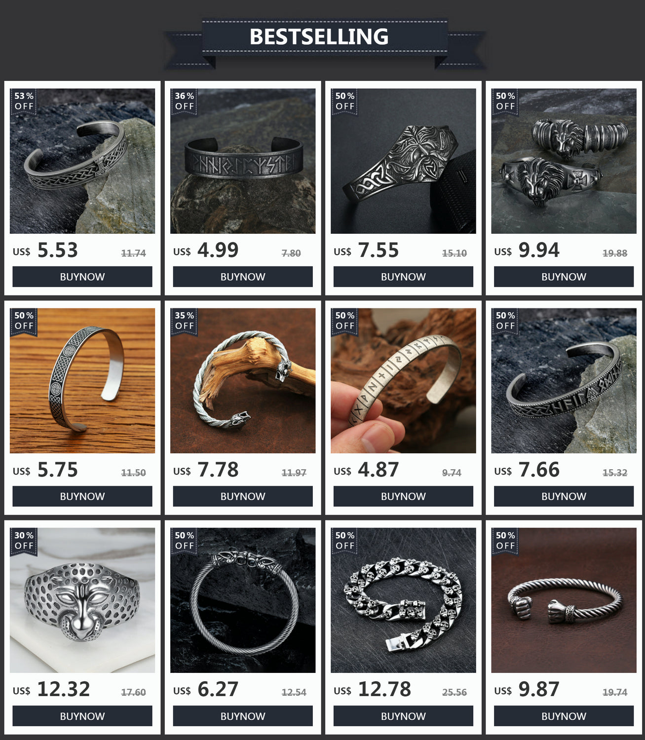 Norse Viking 316L Stainless Steel Thor's Hammer Bracelets For Men Women Paracord Amulet Runes Bangles Jewelry Gifts Wholesale