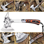 High Hardness Stainless Steel Survival Axe Multi-function Outdoor Camping Tactical Wolf-head Axe Hunting Tools Portable Tomahawk